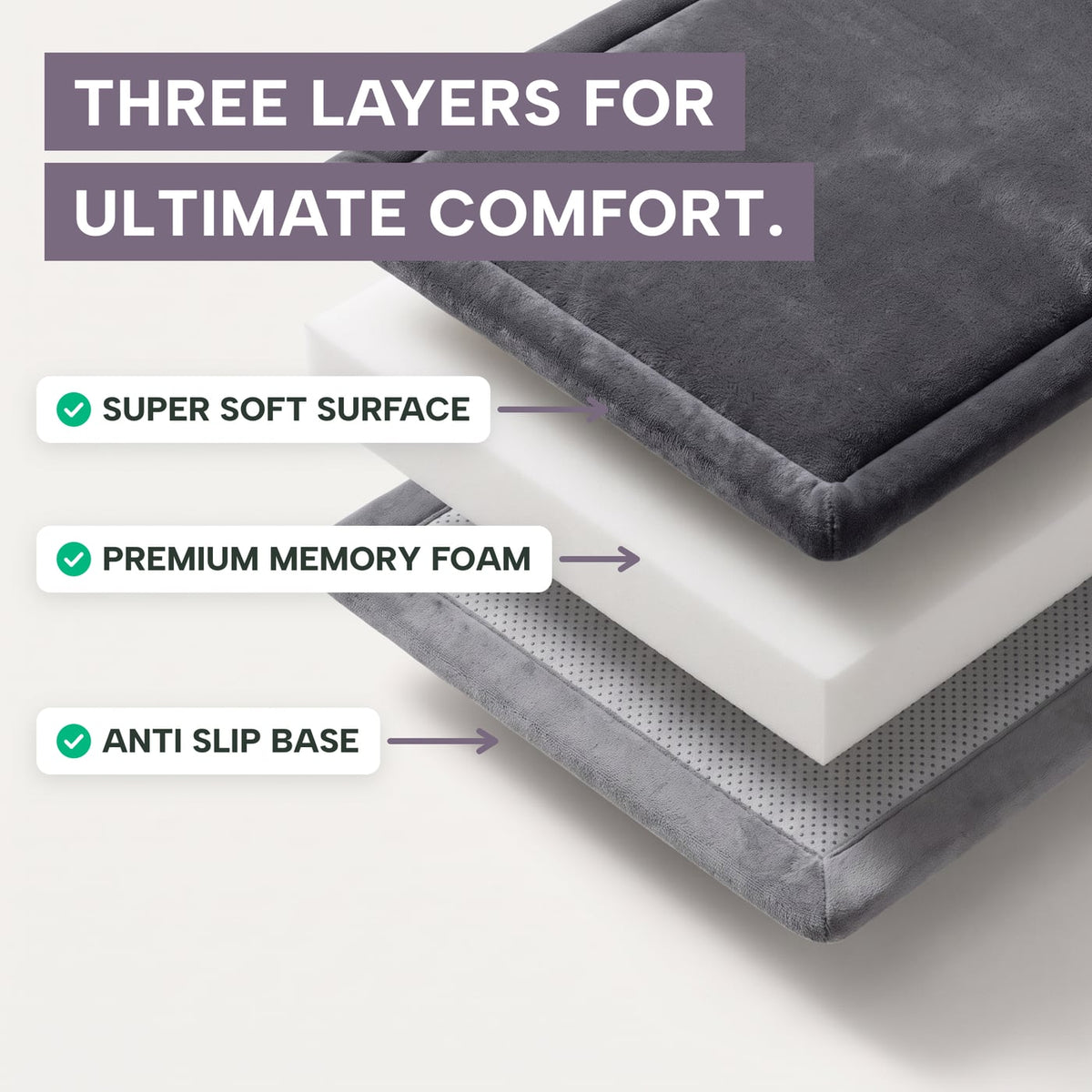 Marshie Mat three layers soft top dense core anti slip base